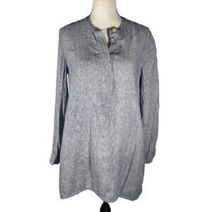 TOAST Women’s Blue & White Striped Long Sleeve Tunic Top Linen Blend women's 10